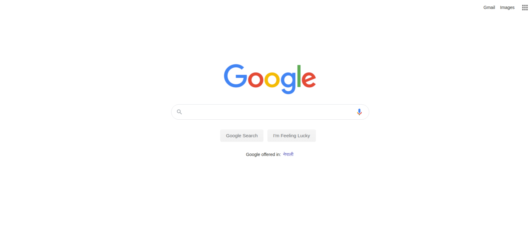 Google search homepage showing ample white space around the search bar